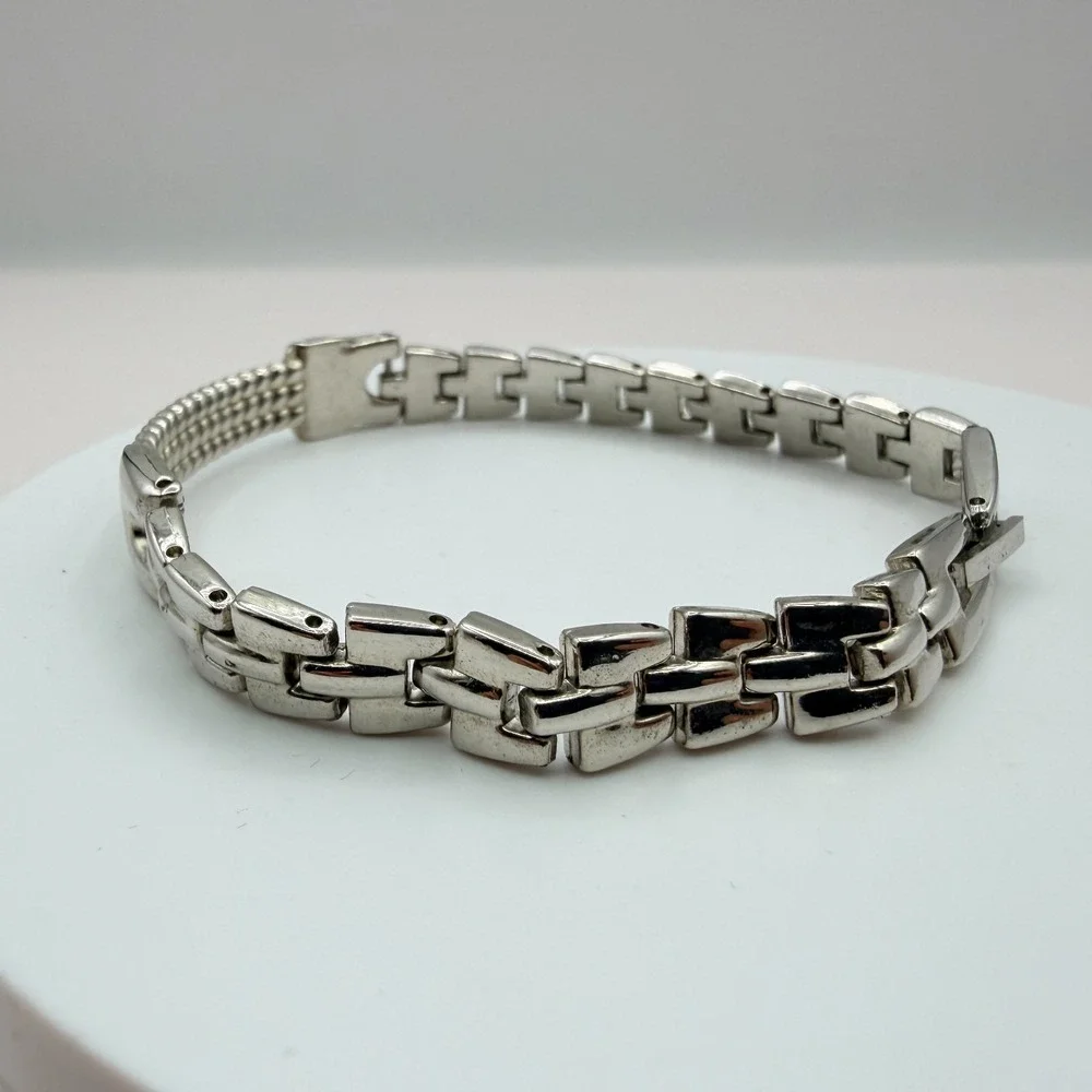 Vintage 90s Silver Tone Breil Edit Bracelet Boho Women's Classic Fashion Jewelry